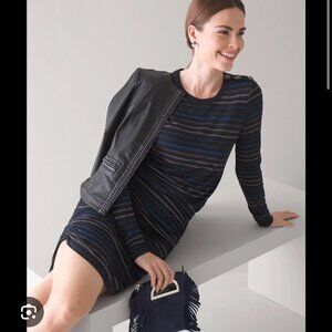 White House Black Market Ruched Blouson Lurex Knit Dress S Small 570318467